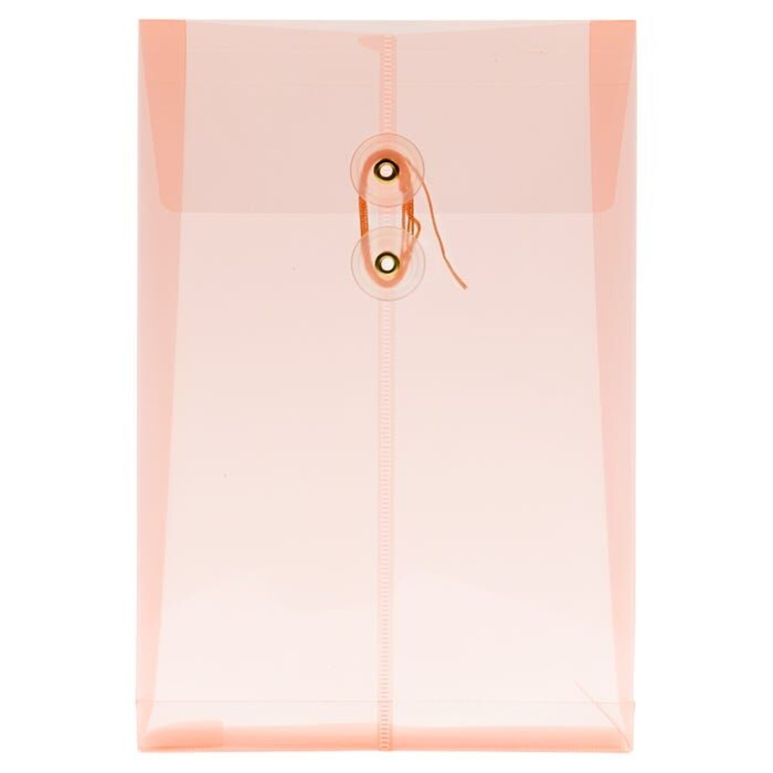 JAM Paper Plastic Envelopes with Button & String Tie Closure, 6 1/2 x 9 1/4, Peach, 12/Pack (33630PCH)