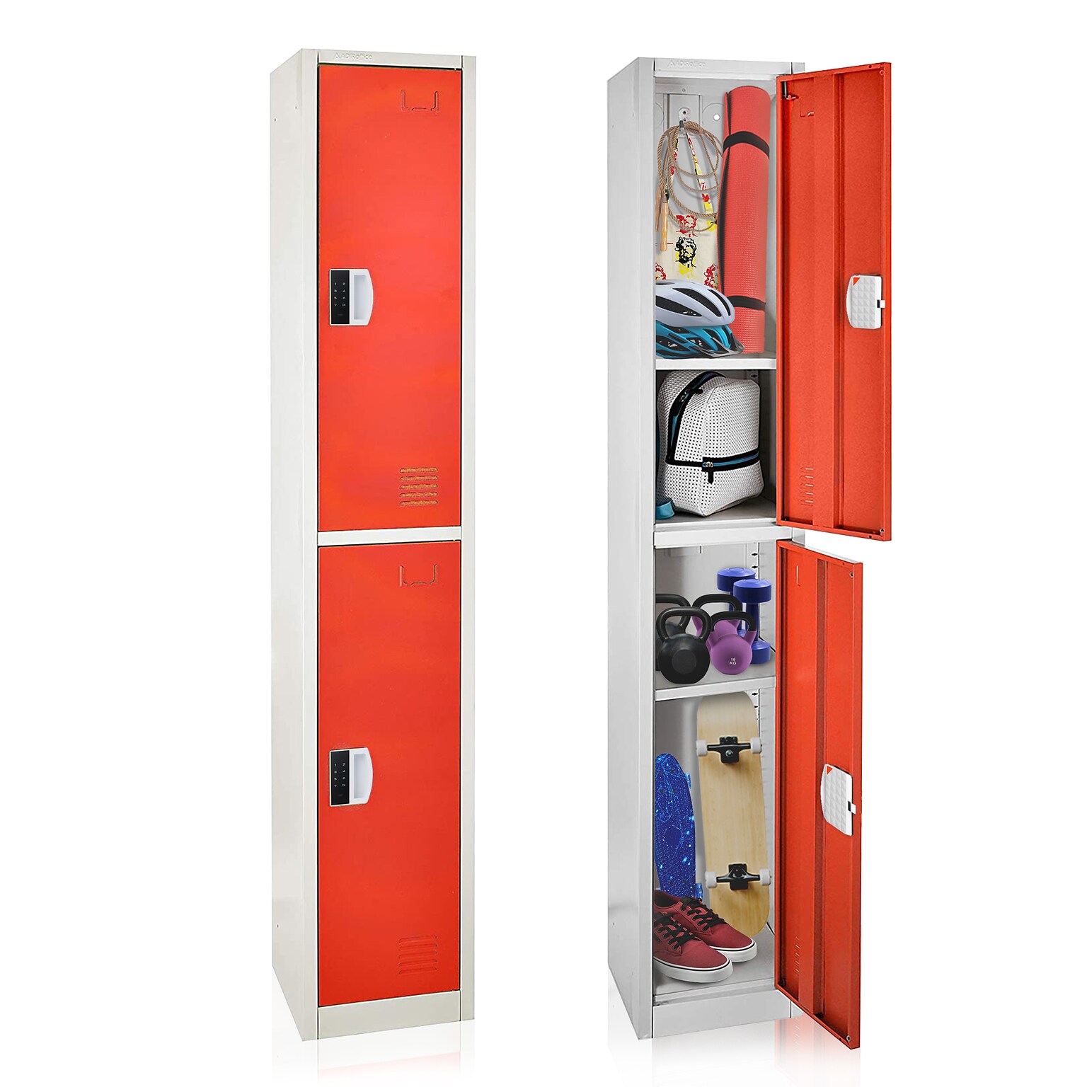 AdirOffice 72H 2-Tier Red Storage Locker (ADI629-202-RED-DL)