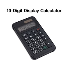 Staples 10-Digit Solar and Battery Basic Calculator, Black (ST150-CC)