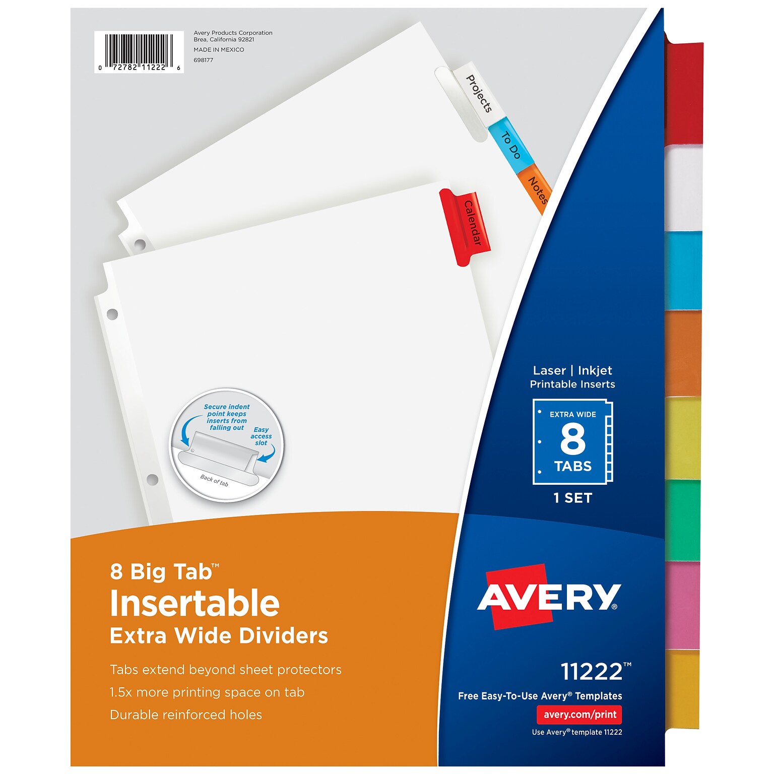 Avery Big Tab Insertable Paper Dividers, 8 Tabs, White (11222)