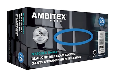 Ambitex N720BLK Series Powder Free Blk Nitrile Gloves, Lrg, 100/Pk, 10 Pks/CT (NLG720BLK)