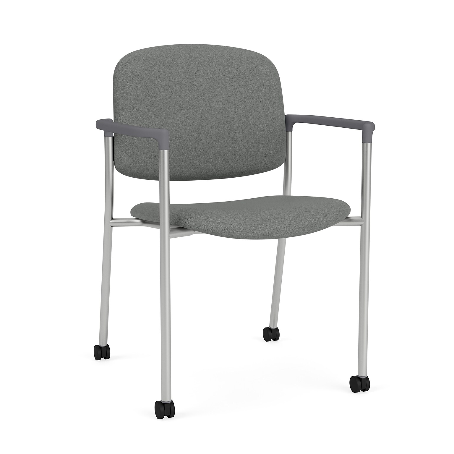 Lesro Chat Fabric Guest Chair with Casters, Open House Graphite/Silver (CX1171.SSV.CFL.F04-01OHGP)