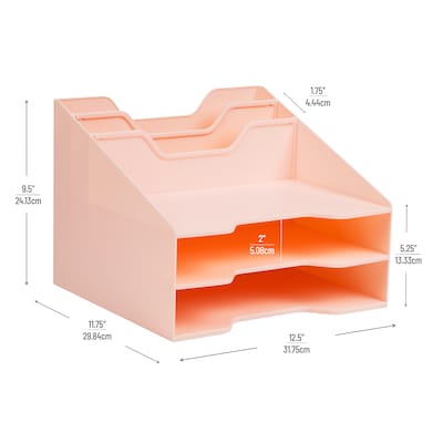 Mind Reader 5-Compartment Plastic Desk Tray, Pink (ANCHBOX5-PNK)
