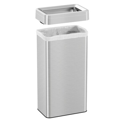 iTouchless 21 Gallon / 80 Liter Rectangular Open Top Kitchen Trash Can, Silver