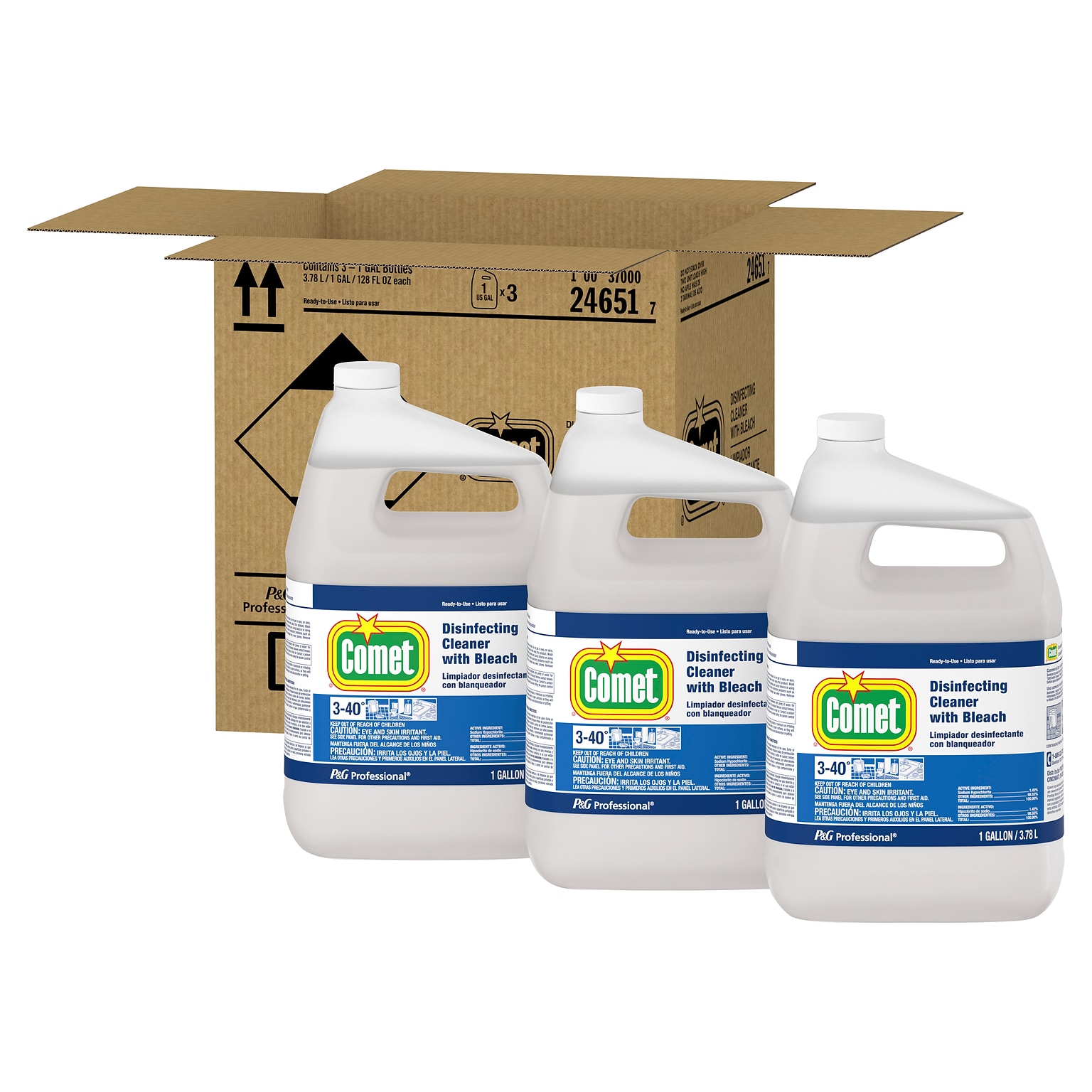 Comet Disinfecting Cleaner w/Bleach, Fresh Scent, 1 gal., 3/Carton (24651)