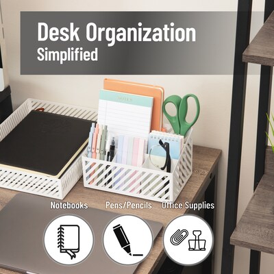 Mind Reader 5-Compartment Metal Desk Organizer, White (MOSORG-WHT)