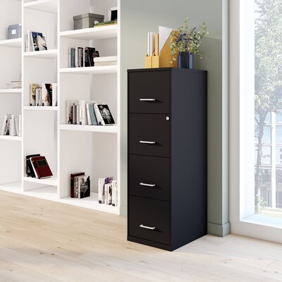 Quill Brand® 4-Drawer Vertical File Cabinet, Locking, Letter, Black, 18"D (52152)