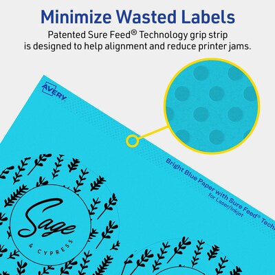 Avery Laser/Inkjet Multipurpose Circle Labels, 3.5" Dia., Bright Blue, 160/Pack (94514)