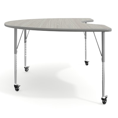 Flash Furniture Wren Kidney Activity Table, 72" x 48", Height Adjustable, Light Gray Top/Silver Frame (XUA4872KDLGTAC)