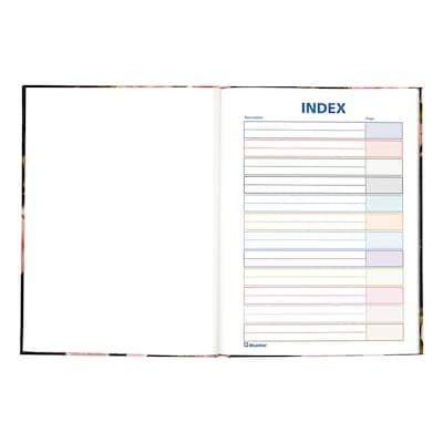 Blueline Fashion Hard Cover Index Notebook, 7.25" x 9.25", College Ruled, 96 Sheets, Cherry Tree Lane (A9.01)