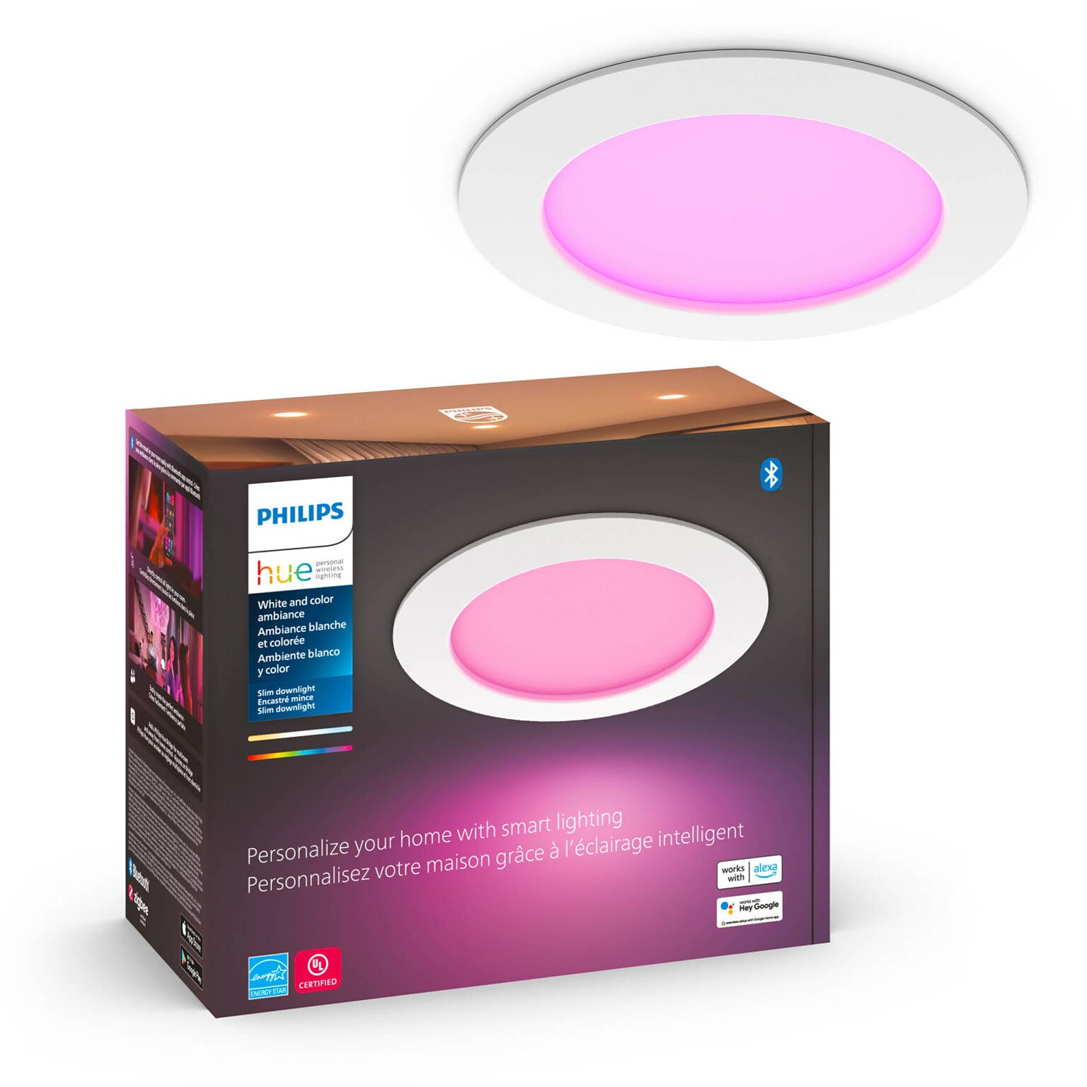 Philips Hue 15W Slim LED Smart Downlight, White And Color Ambiance  (579573)