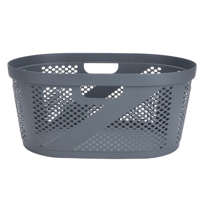 Mind Reader 10.57-Gallon Laundry Basket with Handles, Plastic, Gray, 2/Set (2HHAMP40-GRY)