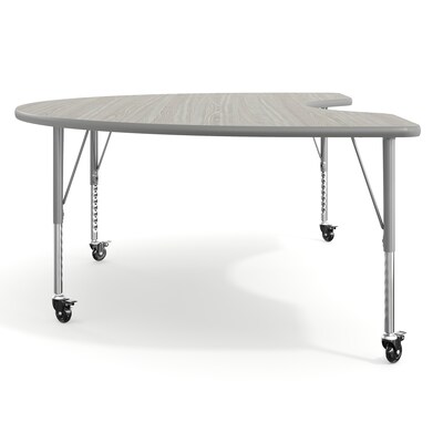 Flash Furniture Wren Kidney Activity Table, 72" x 48", Height Adjustable, Light Gray Top/Silver Frame (XUA4872KDLGTPC)
