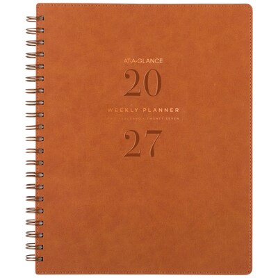 2027 AT-A-GLANCE Signature Collection 8.5 x 11 Weekly & Monthly Planner, Faux Leather Cover, Brown (YP905-09-27)