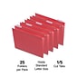 Staples Hanging File Folder, 5-Tab, Letter Size, Red, 25/Box (TR163535)