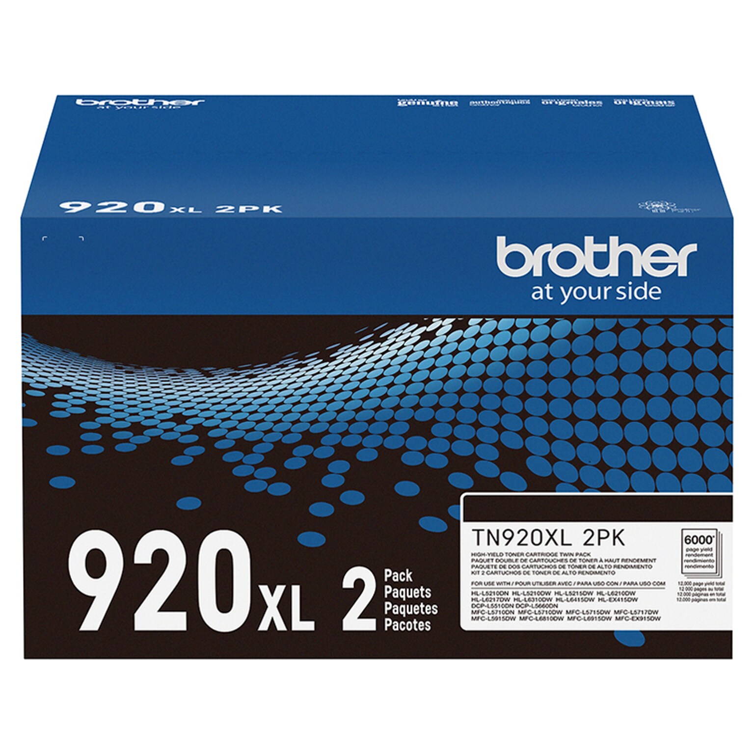 Brother Genuine TN920XL2PK Black High-yield Toner Cartridge, Two Pack