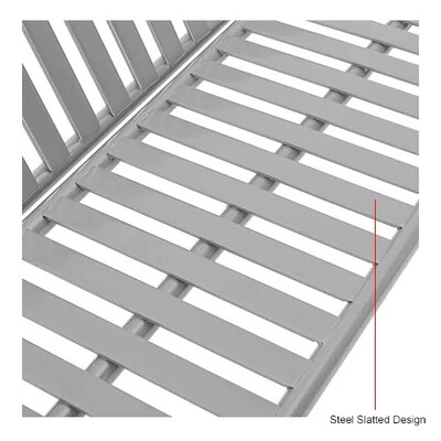 Global Industrial 6' Outdoor Bench w/ Back, Vertical Steel Slat, Gray (694854GYKD)