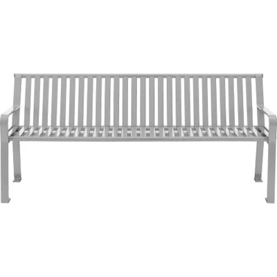 Global Industrial 6 Outdoor Bench w/ Back, Vertical Steel Slat, Gray (694854GYKD)