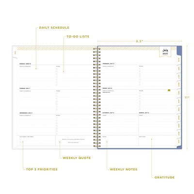 2025-2026 Day Designer for Blue Sky Flutter 8.5" x 11" Academic Year Weekly & Monthly Planner, Plastic Cover (136685-A26)