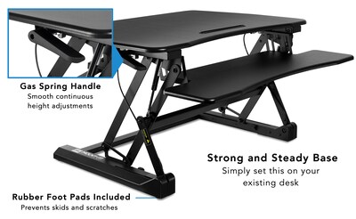 Mount-It! 35.5"W Rectangular Adjustable Metal Standing Desk Converter, Black (MI-7955)