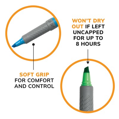 BIC Brite Liner Stick Highlighter with Grip, Chisel Tip, Assorted, 5/Pack (GBLP51-AST)
