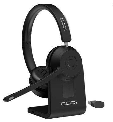 CODi Claro Bluetooth + Wireless Stereo Headset w/ Integrated AI-Powered ENC Microphone, Black  (A04619)