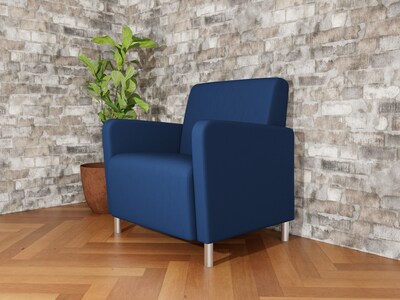 Lesro Ravenna Vinyl Guest Chair, Patriot Plus Imperial Blue/Brushed Steel (RV1201.FBS-01PPIB)