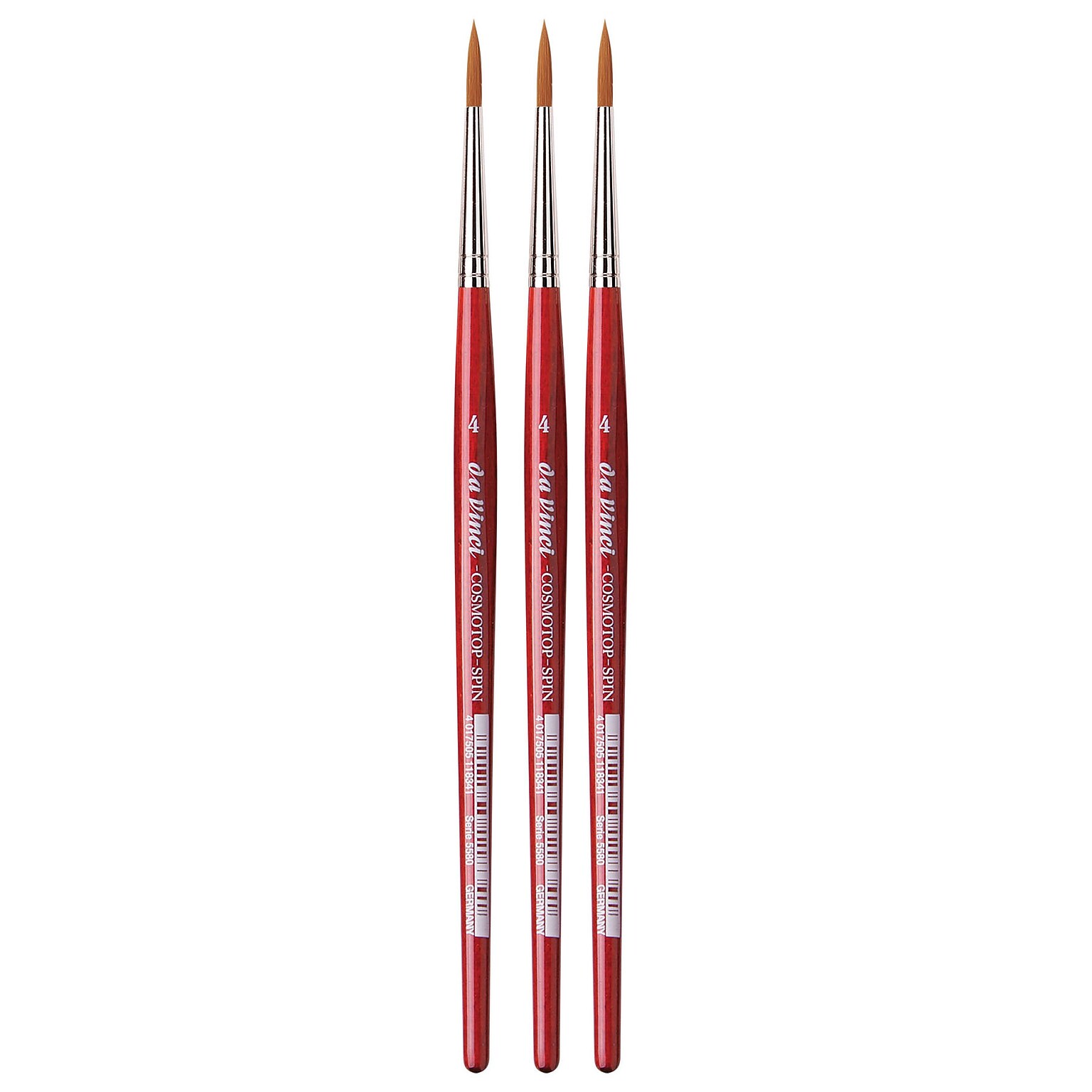 da Vinci COSMOTOP-SPIN Watercolor Synthetic Bristle, Round Brush, 3/Pack (DVXVA55804-3)