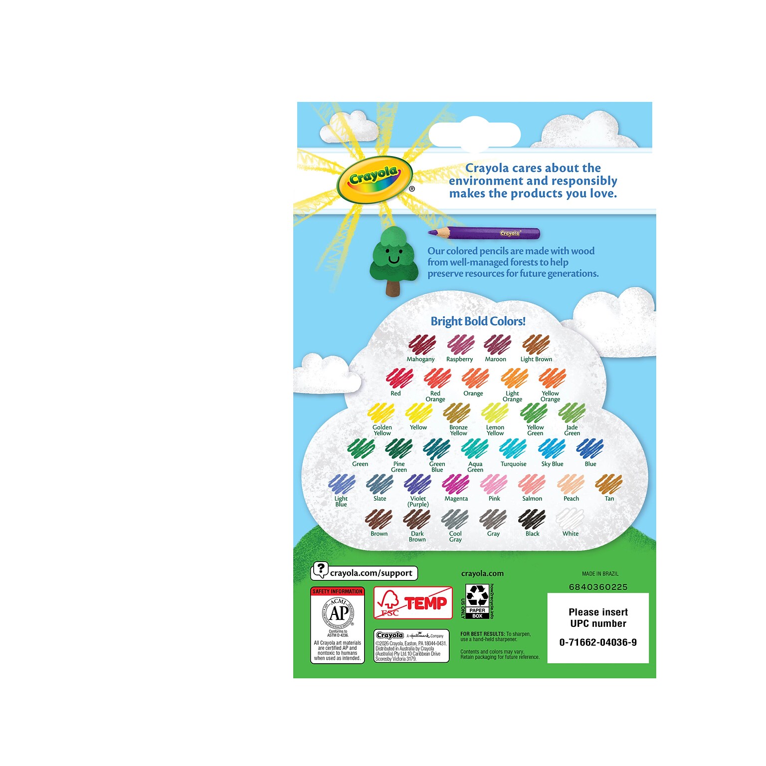 Crayola Kids Colored Pencils, Assorted Colors, 36 Pencils/Pack (68-4036)