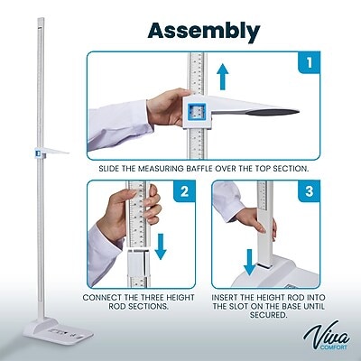 Viva Comfort Stadiometer Portable Height Measuring Rod, White (ADIME907-01-MK)