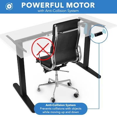 Mount-It! 55"W Electric Rectangular Adjustable Standing Desk, White/Black (MI-18064)