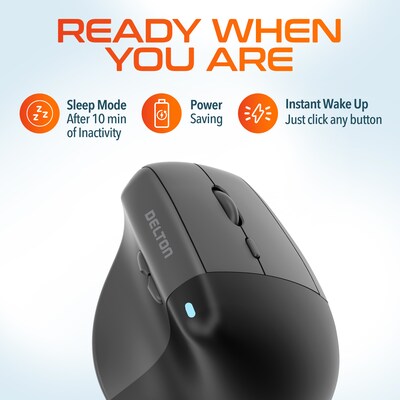 Delton S38 Wireless Ergonomic Optical Mouse, Black (DMS38-WB)