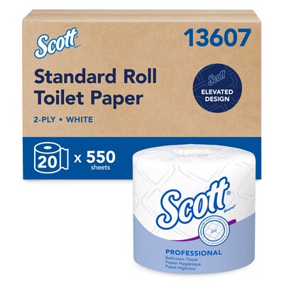 Scott Professional Recycled Toilet Paper, 2-ply, White, 550 Sheets/Roll, 20 Rolls/Carton (13607)