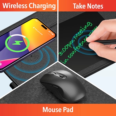 Delton S12/D101 Ergonomic Vertical Wireless Mouse and 15W Wireless Charging Mouse Pad Bundle, Black (DMWS12BD1)