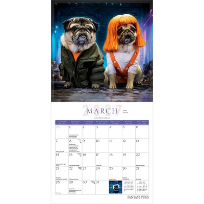 2027 BrownTrout Fantasy Pugs 7" x 7" Monthly Wall Calendar, Assorted Colors (9798330713219)