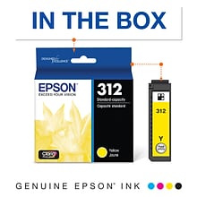 Epson T312 Yellow Ink Cartridge, Standard Yield