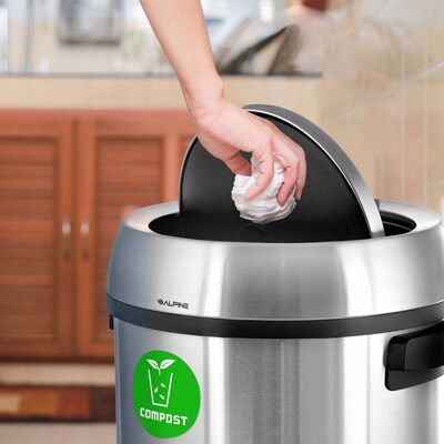 Alpine Industries 17 Gallon Indoor Compost Bin, Stainless Steel (470-65L-1-CO)