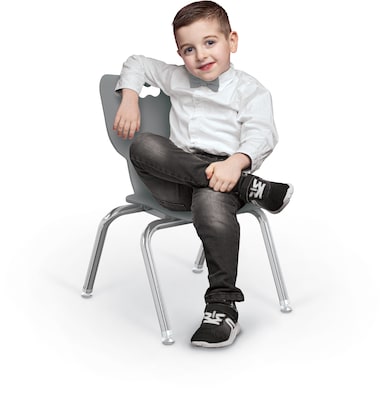 MooreCo 12 Hierarchy Student Chair with 4 Legs, Grey/Chrome Base (703673595322)