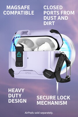 SaharaCase Raider Series Heavy Duty Case Compatible with Magsafe for Airpods Pro 3, Secure Lock, Purple Orchid (HP00219)