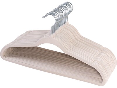 Honey-Can-Do Metal Slim-Profile Nonslip Velvet Hanger, Ivory, 25/Pack (HNG-08596)