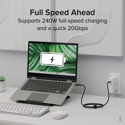 Plugable 3.3 ft. USB-C to USB-C Data & Power Cable, Male to Male, Black (USBC-240W-1M)