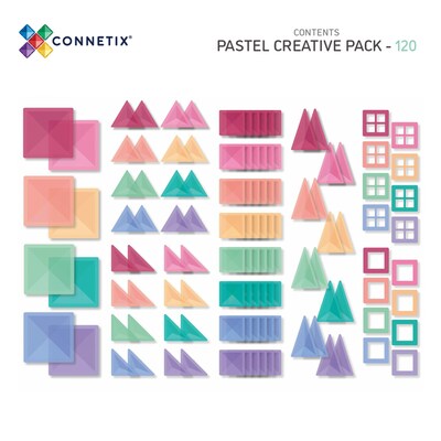 Connetix Magnetic Tiles Pastel Creative Pack, 120 Pieces (CNTP00120CR)