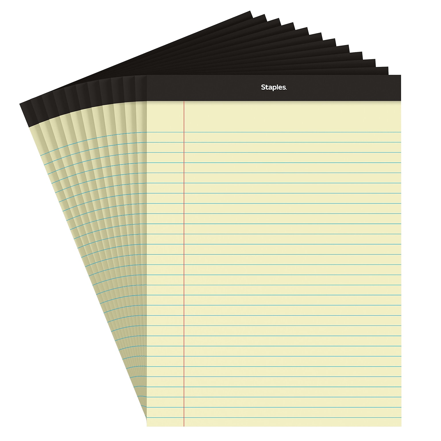 Staples Notepads, 8.5 x 11.75, Wide Ruled, Canary, 50 Sheets/Pad, Dozen (ST57300)