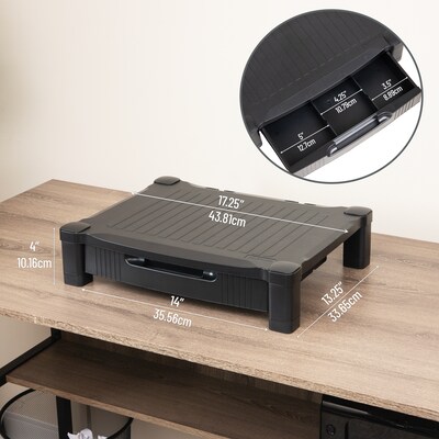 Mind Reader Monitor Stand Riser with Drawer Storage, Black (DRPLMONST-BLK)
