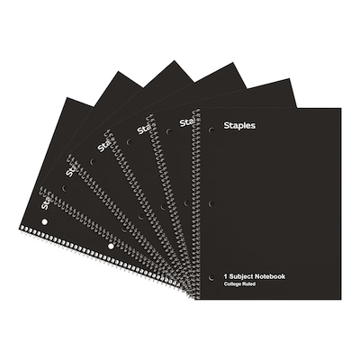 TRU RED 1-Subject Notebook, 8” x 10.5”, College Ruled, 70 Sheets, Black