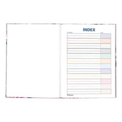 Blueline Fashion Hard Cover Index Notebook, 7.25" x 9.25", College Ruled, 96 Sheets, Lavender Floral (A9.02)