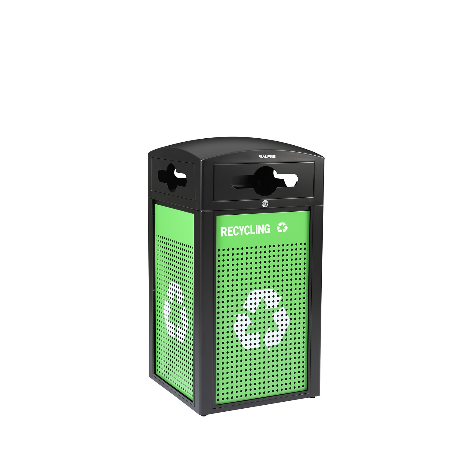 Alpine Industries GS Series Steel Trash Can & Recycling Bin Combo, 40 Gallon, Green (ALP471-40-GS-M)