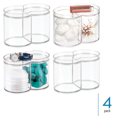 iDESIGN Stackable Plastic Dual Canister with Lid, Clear, 4/Pack  (28376M4)
