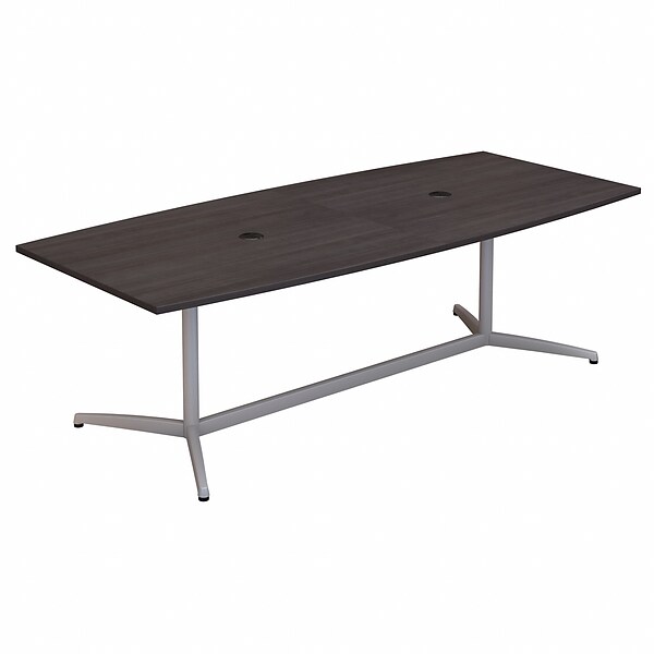 Bush Business Furniture 96W x 42D Boat Shaped Conference Table with Metal Base, Storm Gray (99TBM96SGSVK)