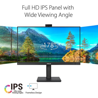 Asus BE Series Video Conferencing 27" 100Hz LED Monitor, Built-In Speakers & Webcam, Height-Adjustable, Black (BE279QFK)